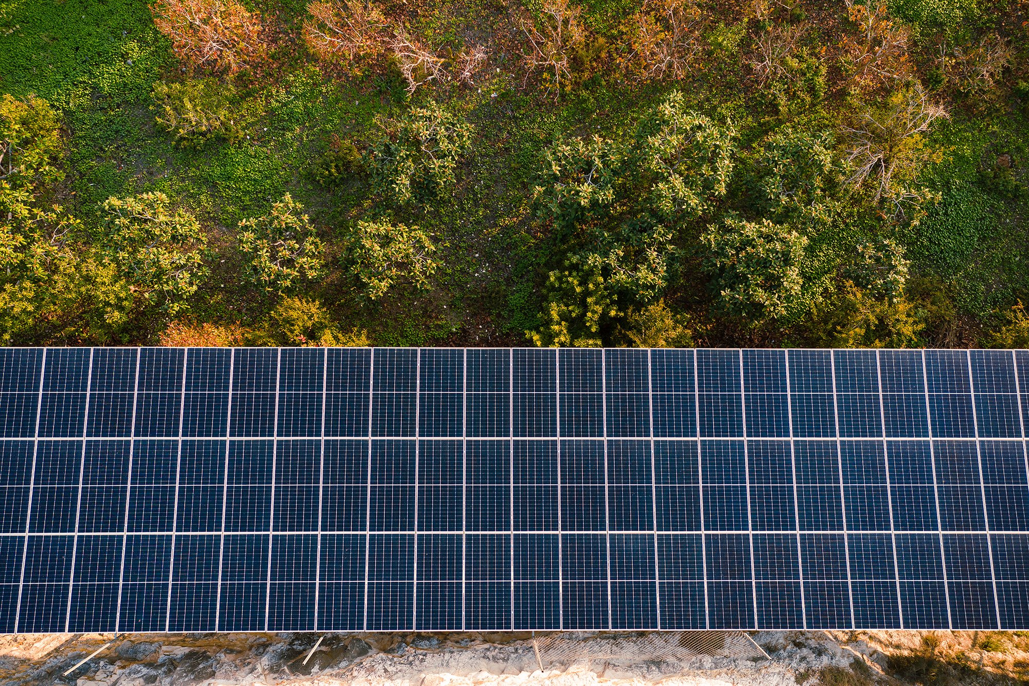 Aerial photograph of a solar array from GreenWise's original project portfolio
